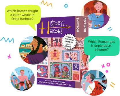 History Heroes: Romans - Ancient History Quiz Card Game for Kids, Adults, Game Night - Family Friendly Party Game About Ancient Rome - Fun & Educational Travel Game