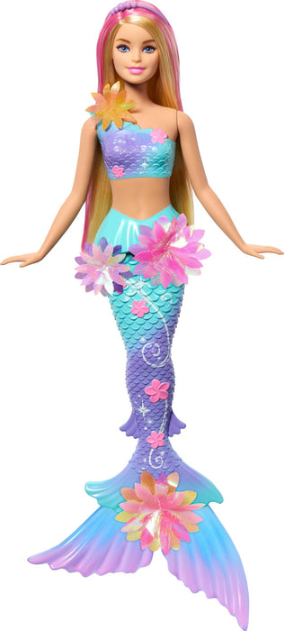 Barbie Mermaid Toy Dolls with Surprise Magic Blooming Flowers Feature, Ombre Tails, Pearl Headband Accessory & Long Blonde Hair with Pink Highlights, JDM72