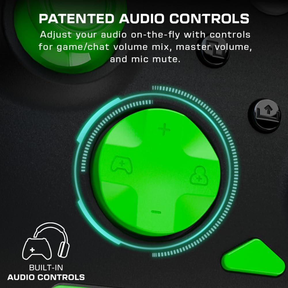 Turtle Beach Rematch Core Zwart/Groen Bekabelde Gamingcontroller – Gelicentieerd voor Xbox Series X en S, Xbox One en Windows-PCs – 2-Stops Impulstriggers, Audiobediening, Kabel van 2.5 m