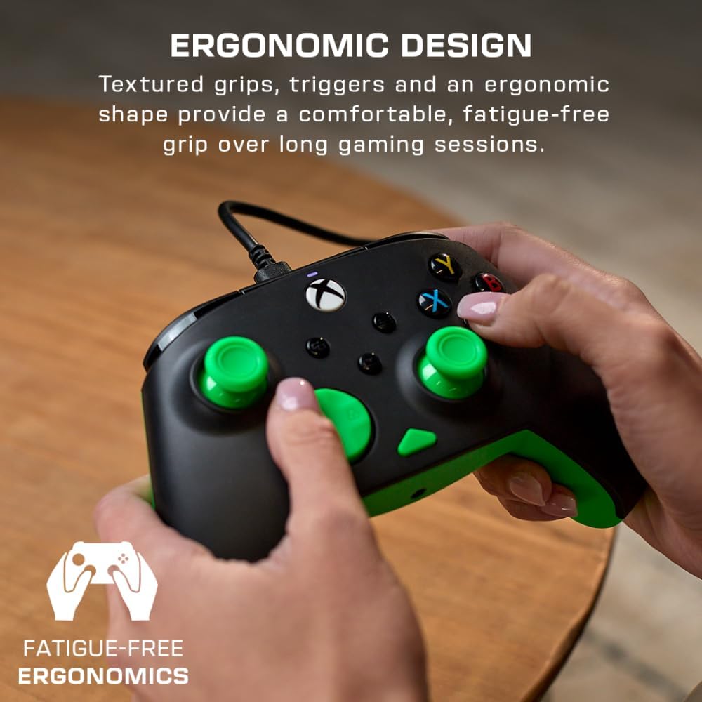 Turtle Beach Rematch Core Zwart/Groen Bekabelde Gamingcontroller – Gelicentieerd voor Xbox Series X en S, Xbox One en Windows-PCs – 2-Stops Impulstriggers, Audiobediening, Kabel van 2.5 m