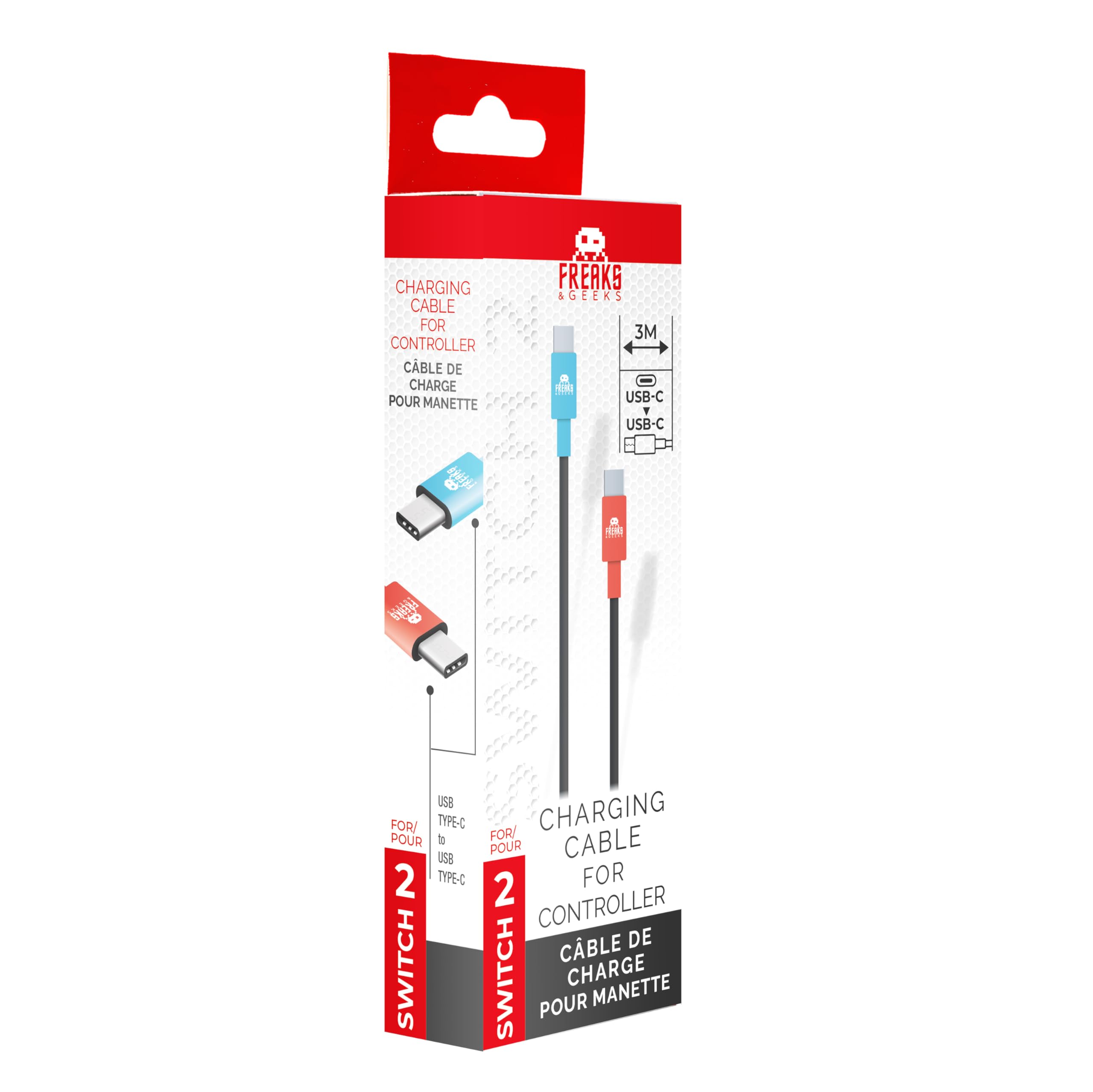 Freaks And Geeks - Opladen Switch 2 - Type C vers Type C (3m) - Blauw en Rood