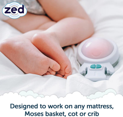 Zed by Rockit - Vibration Sleep Aid met kalmerend rood nachtlicht. voor kinderbedjes, wiegjes, moses manden en babybedjes. 6 rustgevende vibratie-instellingen.