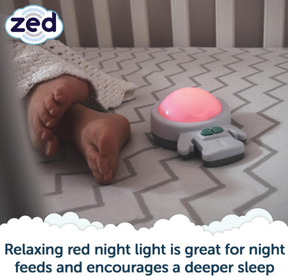Zed by Rockit - Vibration Sleep Aid met kalmerend rood nachtlicht. voor kinderbedjes, wiegjes, moses manden en babybedjes. 6 rustgevende vibratie-instellingen.