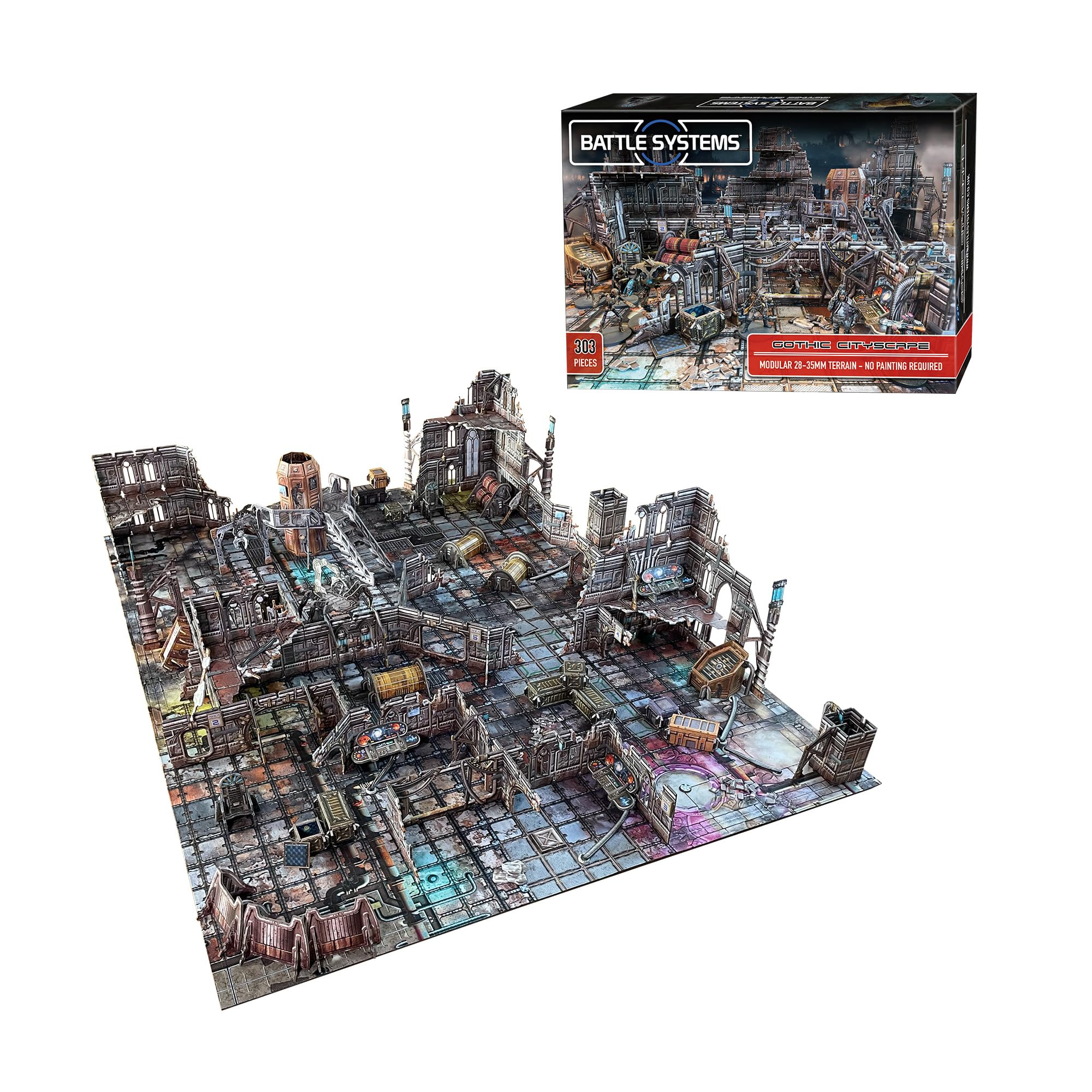 Battle Systems Sci-Fi Terrain - 28mm Modular 3D Space Terrain - Perfect for Wargaming and Roleplaying Tabletop Games - Full Colour Printed 3D Multi Level Building Models (Gothic Cityscapes