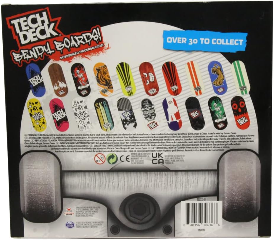 TECH DECK Bendy Boards - Juego de 5 patinetas de goma con ruedas de trabajo para usar como mini borradores coleccionables de patineta