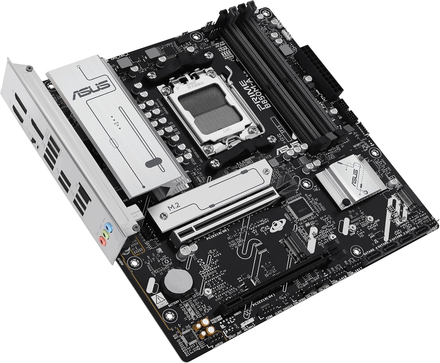 ASUS PRIME B850M-A-CSM, AMD mATX Motherboard, DDR5 Slot, PCIe 5.0 Ready, 3 M.2 Slots, Ethernet Realtek 2.5 Gb, DisplayPort, HDMI, Front USB-C 5 Gbps, BIOS FlashBack, Aura Sync