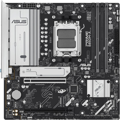 ASUS PRIME B850M-A-CSM, AMD mATX Motherboard, DDR5 Slot, PCIe 5.0 Ready, 3 M.2 Slots, Ethernet Realtek 2.5 Gb, DisplayPort, HDMI, Front USB-C 5 Gbps, BIOS FlashBack, Aura Sync