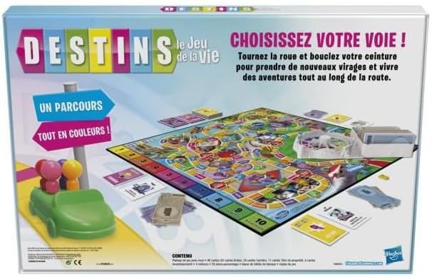 Hasbro Gaming Destins Das Spiel des Lebens, Familienbrettspiel für Kinder, ab 8 Jahren (französische Version)