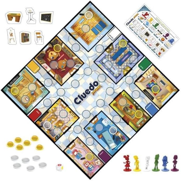 Hasbro Gaming Reversible, 2 1, Inquiry Cluedo Youth Board for Children, Junior Games, F6419101