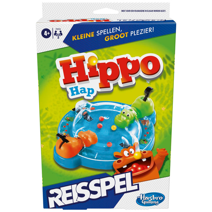Hasbro Gaming Hippos Gluttonous Travel Game, Portable Game for 2 Players, Travel Game for Children Aged 4+ Includes 2 Hippos Gobe Balls (Dutch Version