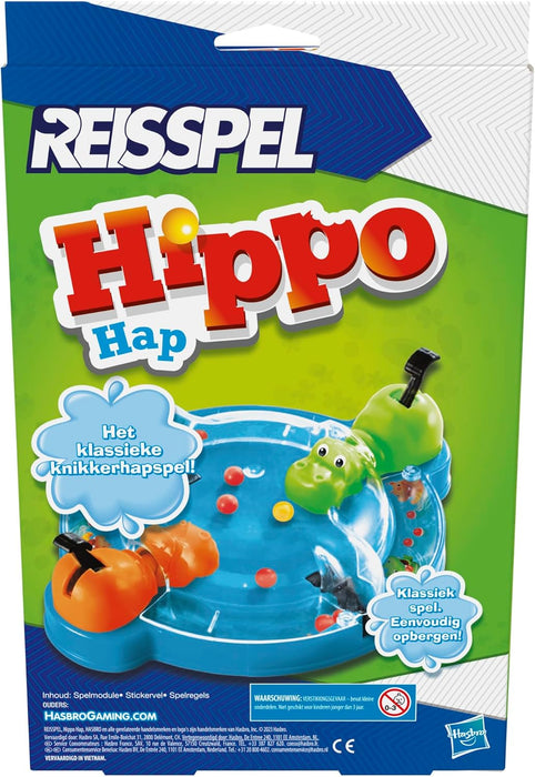 Hasbro Gaming Hippos Gluttonous Travel Game, Portable Game for 2 Players, Travel Game for Children Aged 4+ Includes 2 Hippos Gobe Balls (Dutch Version