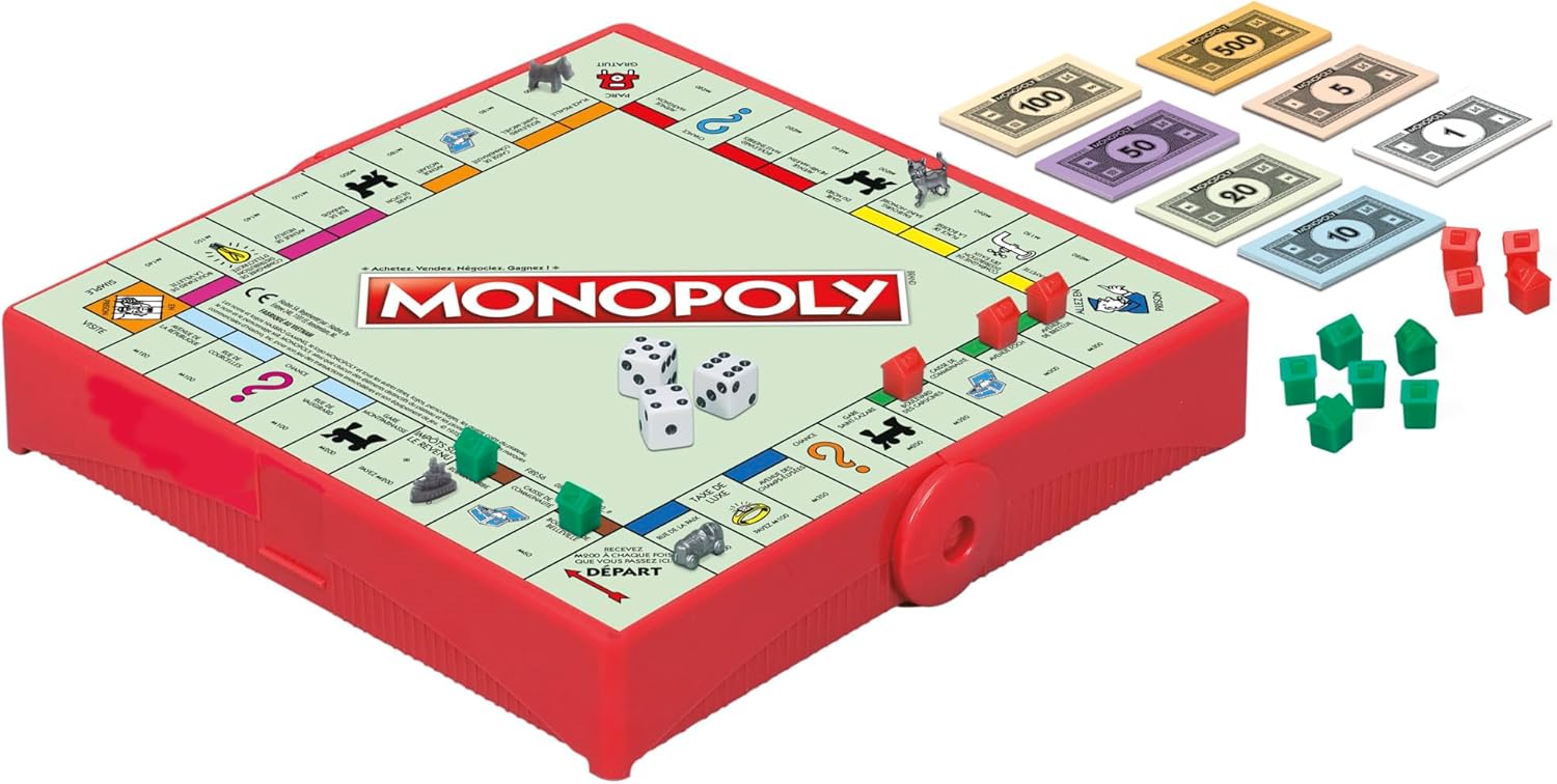 Monopoly Edizione di viaggio, gioco portatile per 2-4 giocatori, gioco di viaggio per bambini da 8 anni (versione francese