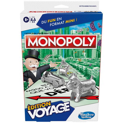 Monopoly Edizione di viaggio, gioco portatile per 2-4 giocatori, gioco di viaggio per bambini da 8 anni (versione francese