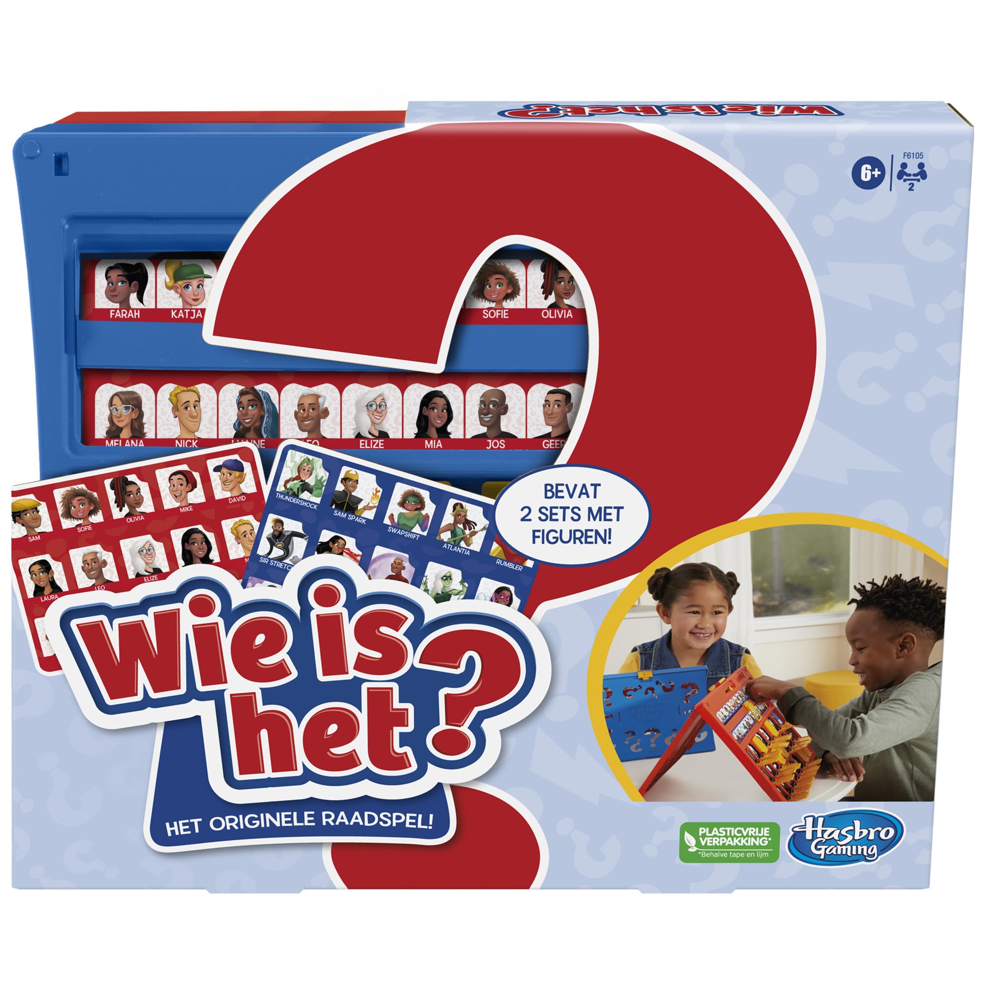 Hasbro Gaming Wie is het? Origineel raadspel, bordspel voor kinderen vanaf 6 jaar, voor 2 spelers (Nederlandse versie