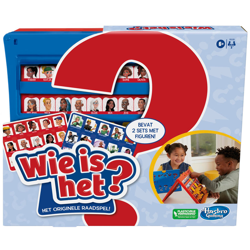 Hasbro Gaming Wie is het? Origineel raadspel, bordspel voor kinderen vanaf 6 jaar, voor 2 spelers (Nederlandse versie