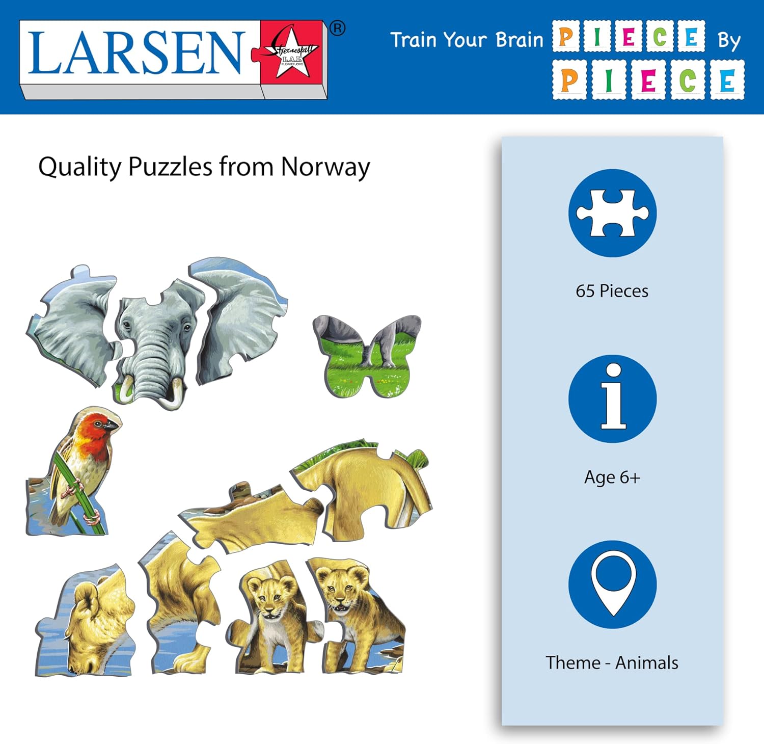 Larsen FH9 Watering Gat op de Afrikaanse Savanne, Frame puzzel met 65 stukjes