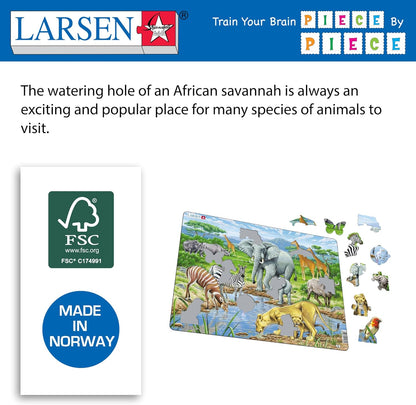Larsen FH9 Watering Gat op de Afrikaanse Savanne, Frame puzzel met 65 stukjes