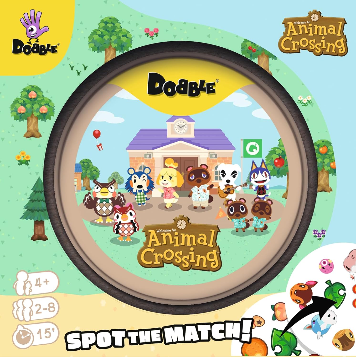 Asmodee | Dobble Animal Crossing | Family Card Game | Ages 4+ | 2-8 Players | 15 Minutes Playing Time