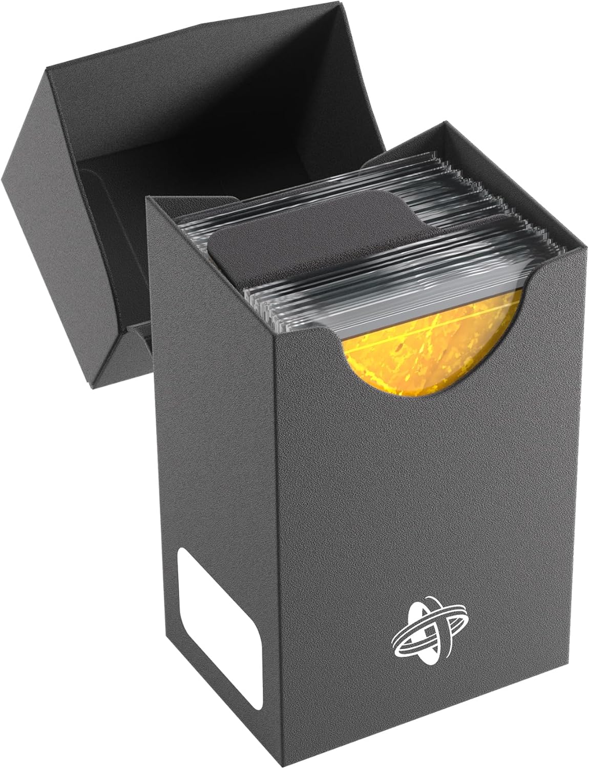 Gamegenic Mini-American Card Holder 60+, Heavy Duty Deck Box for 60 Single Arm Cards, Self-Locking Lid with Cobra Neck Technology, Includes Flex Card Divider, Black