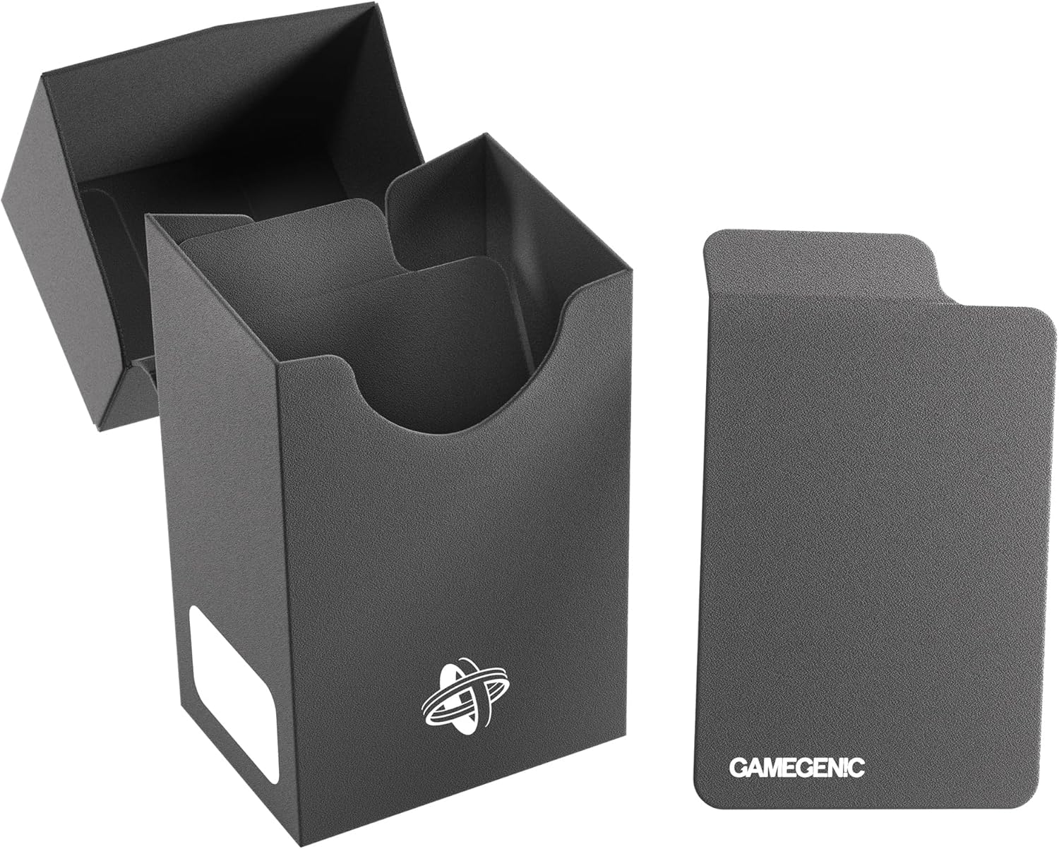 Gamegenic Mini-American Card Holder 60+, Heavy Duty Deck Box for 60 Single Arm Cards, Self-Locking Lid with Cobra Neck Technology, Includes Flex Card Divider, Black