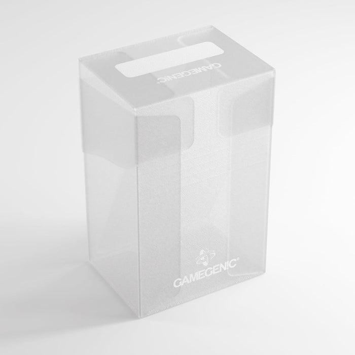 Gamegenic Mini-American Card Holder 60+, Heavy Duty Deck Box Holds 60 Single Arm Cards, Self Locking Lid with Cobra Neck Technology, Includes Flex Card Divider, Clear Colour