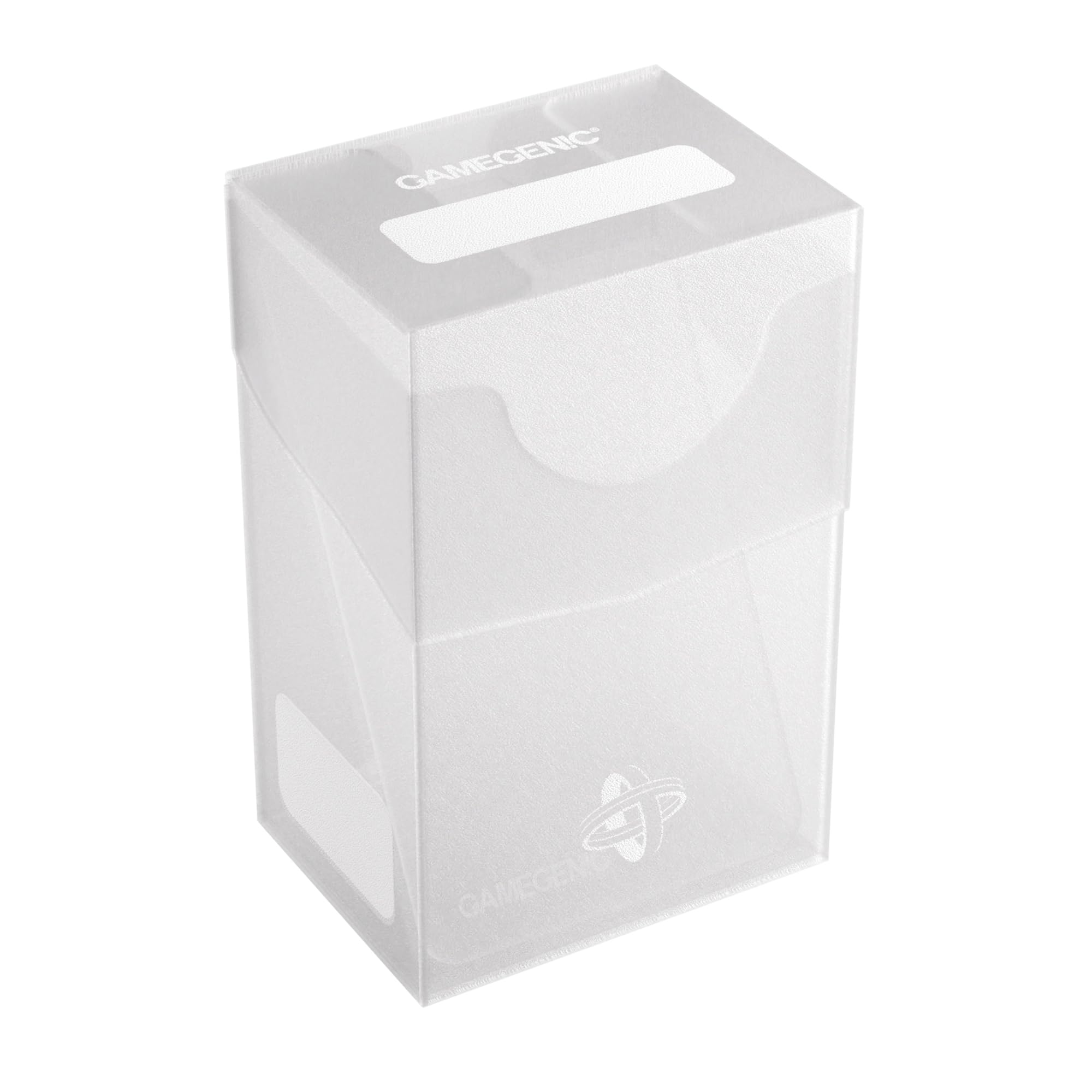 Gamegenic Mini-American Card Holder 60+, Heavy Duty Deck Box Holds 60 Single Arm Cards, Self Locking Lid with Cobra Neck Technology, Includes Flex Card Divider, Clear Colour
