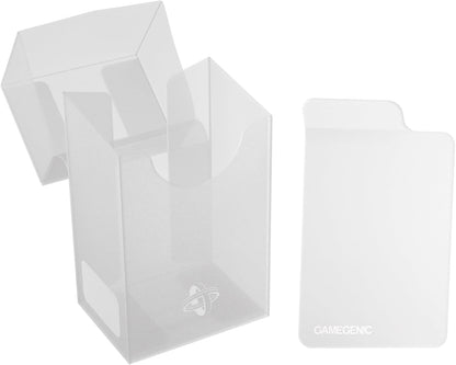 Gamegenic Mini-American Card Holder 60+, Heavy Duty Deck Box Holds 60 Single Arm Cards, Self Locking Lid with Cobra Neck Technology, Includes Flex Card Divider, Clear Colour