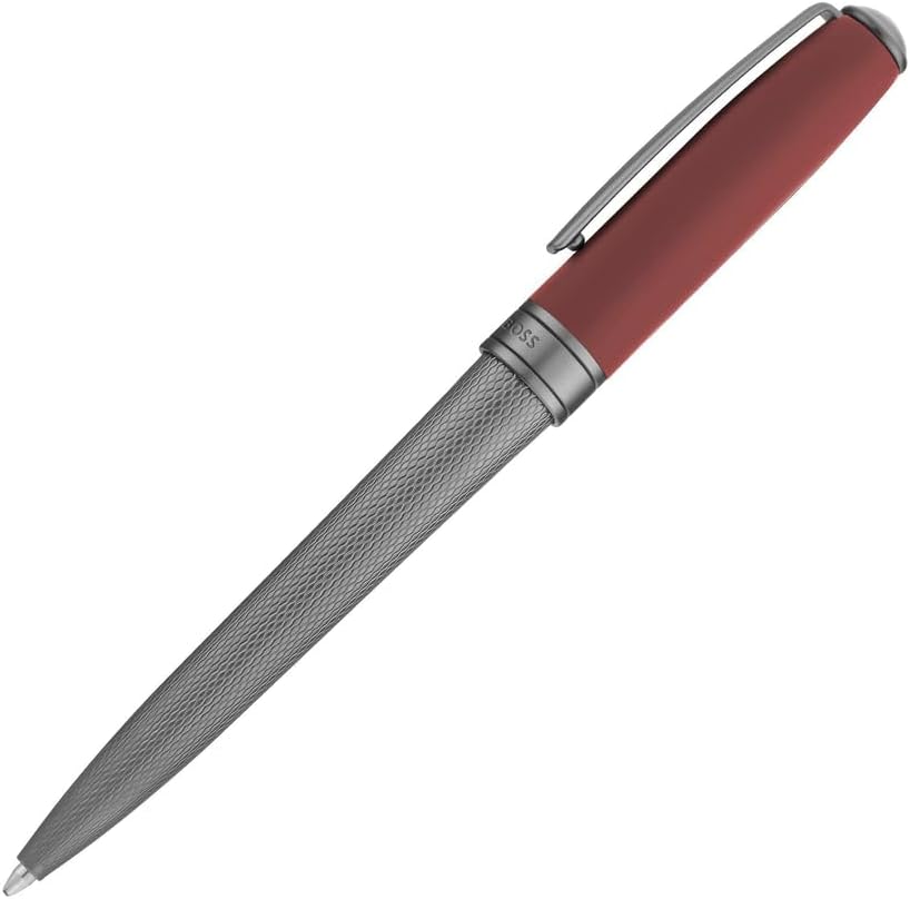 Boss Hugo Essential Active Ballpoint Pen, Made of Brass, Writing Colour, Blue, 14 cm, 39 g (Red