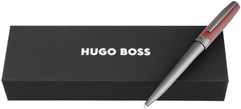 Boss Hugo Essential Active Ballpoint Pen, Made of Brass, Writing Colour, Blue, 14 cm, 39 g (Red