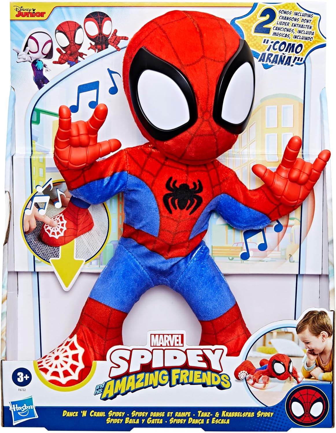 Spidey and his Amazing Friends F6722 Marvel Spidey Dancing and Kitten Interactive Plush Toy Spanish Version