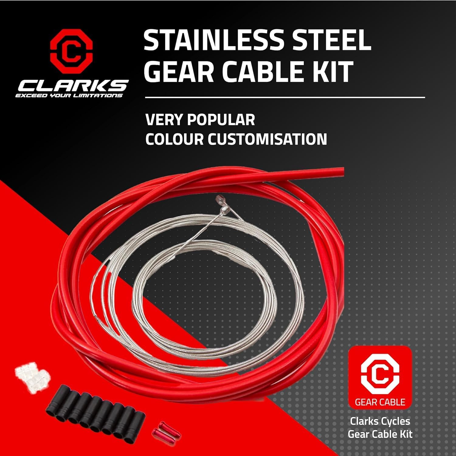 Clarks Cycle Systems Stainless Steel Road/MTB Gear Inner & Outer Cable Kit