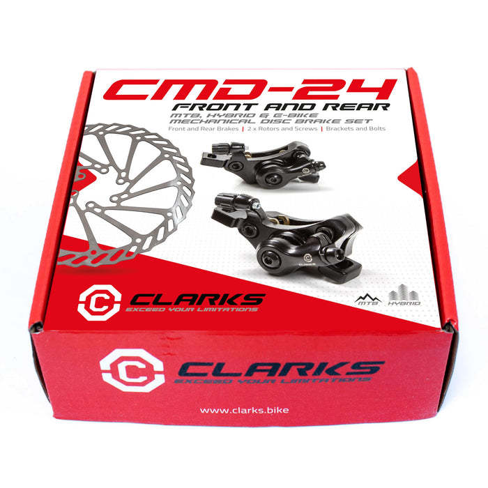 Clarks Cycle Systems CMD-24 Mechanical Disc Brake Set, Including Rotors, IS Mounts, 180/160mm