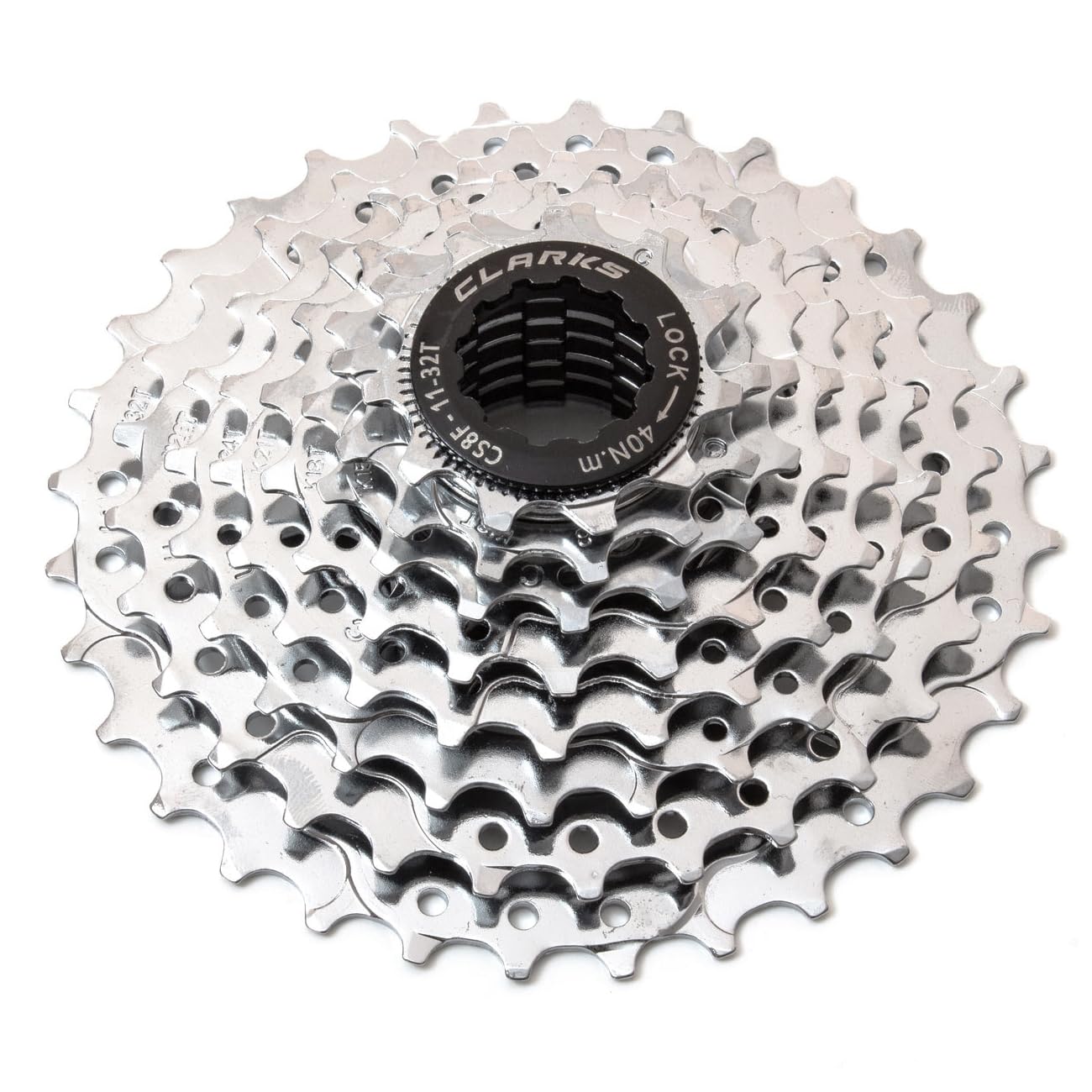 Clarks Cycle Systems C-8SC Nickle Plated 8 Speed MTB, Road & Hybrid Cassette Cassette, Silver, 11-32T, Compatible with Shimano/SRAM 8 Speed