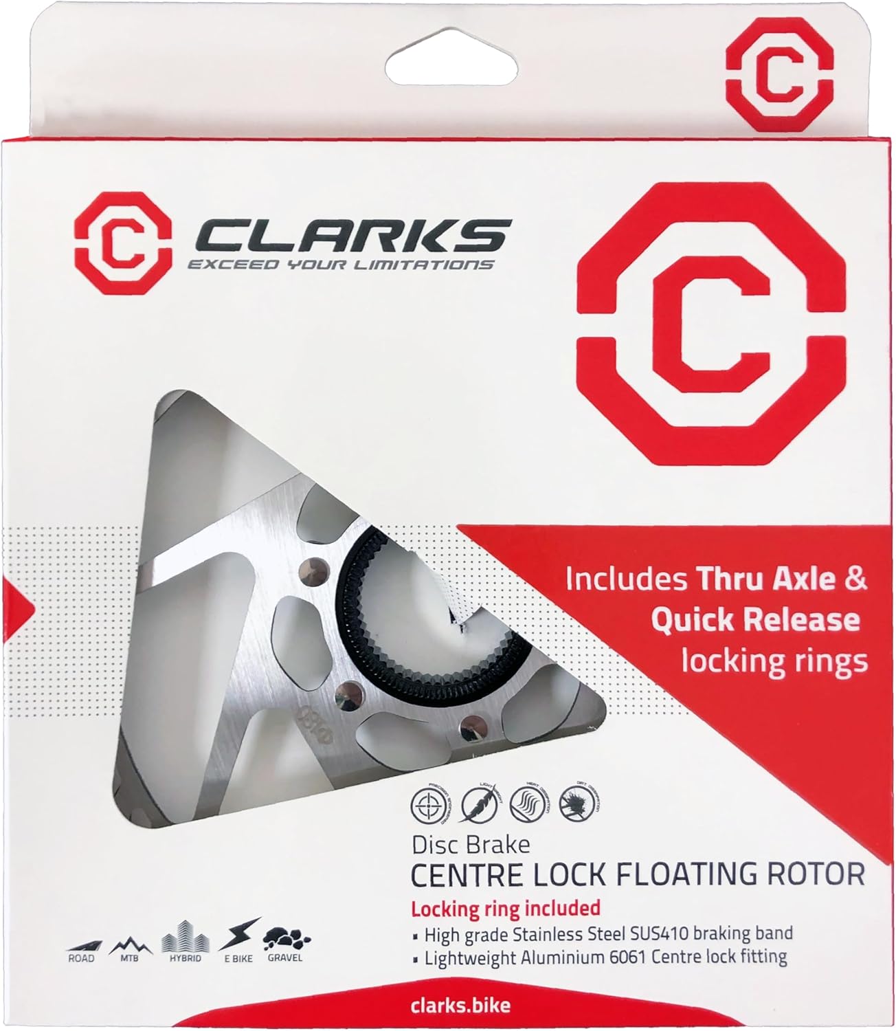 Clarks Cycle Systems C-CL Centre Lock Disc Brake Rotor, Silver, 140mm