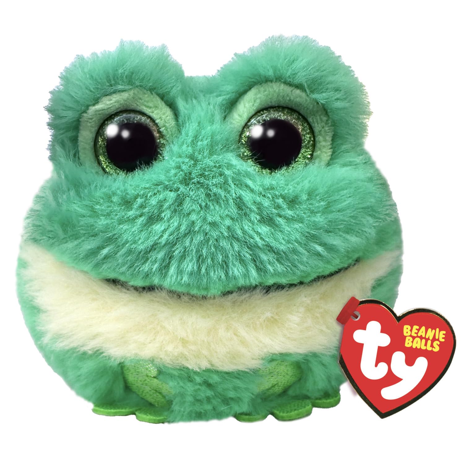 Ty Beanie Balls - Gilly la Ranocchia con gli Occhioni Verdi Glitter, Animaletti di Peluche Morbidi e Tondi da Collezionare - 8 cm - T42550