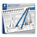 Staedtler 100 G24 Mars Lumograph Metalen Doos, 24 Verschillende Grafietpotloden