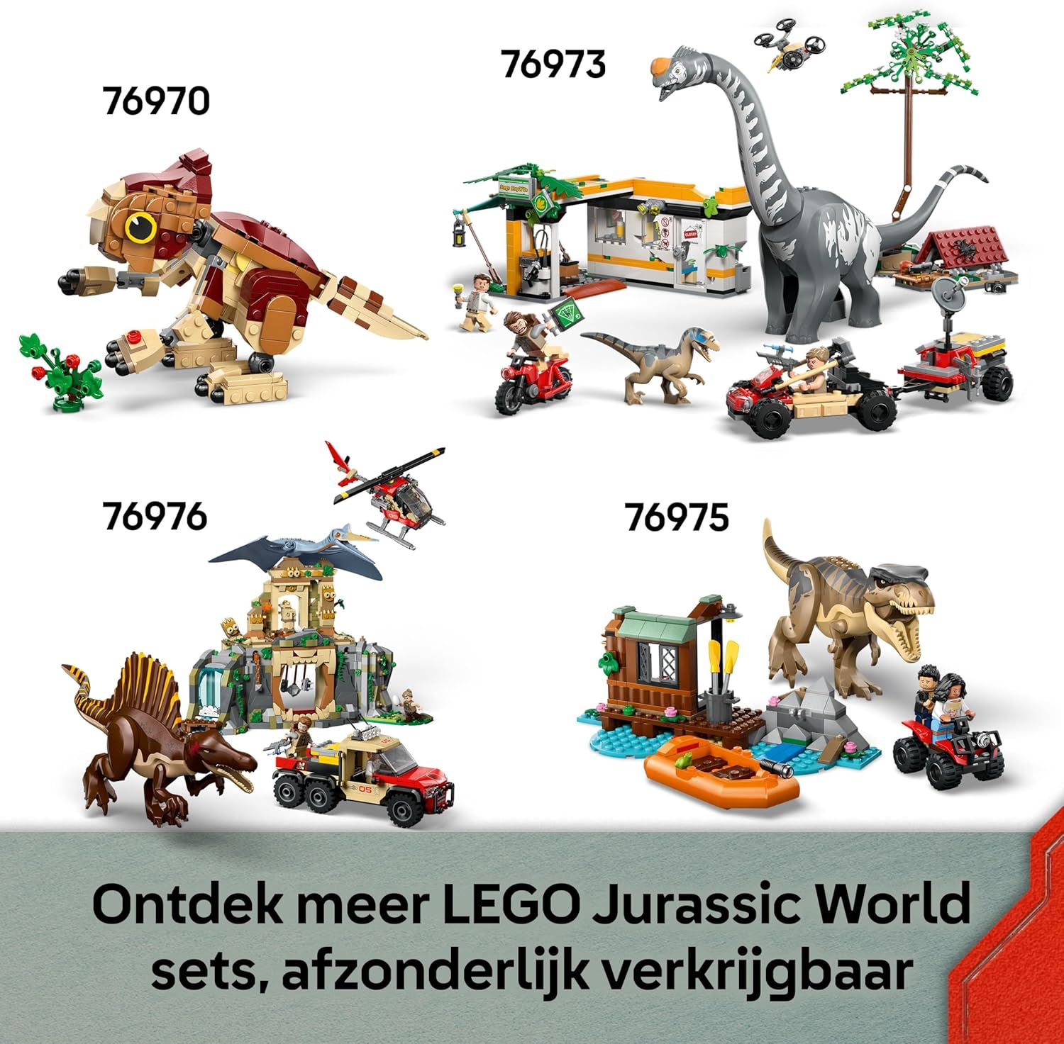 LEGO Jurassic World Raptor Off-Road Escape Dinosaur Toy - incl. 2 Dino Figures, Off-Road Car Toy & 2 Minifigures - Gift for 6+ Year Old Boys, Girls & Rebirth Movie Fans - 76972