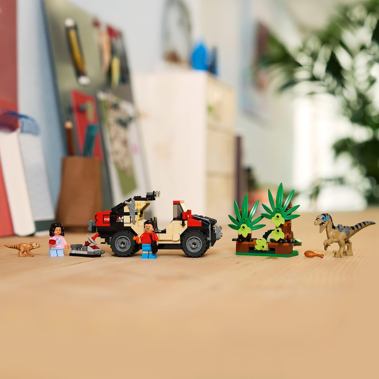 LEGO Jurassic World Raptor Off-Road Escape Dinosaur Toy - incl. 2 Dino Figures, Off-Road Car Toy & 2 Minifigures - Gift for 6+ Year Old Boys, Girls & Rebirth Movie Fans - 76972