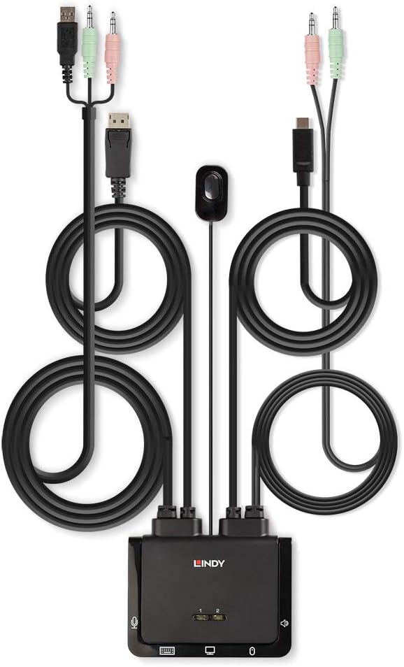 Lindy 2 Port Displayport 1.2, Usb-C Cable Kvm Swit