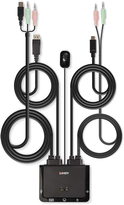 Lindy 2 Port Displayport 1.2, Usb-C Cable Kvm Swit