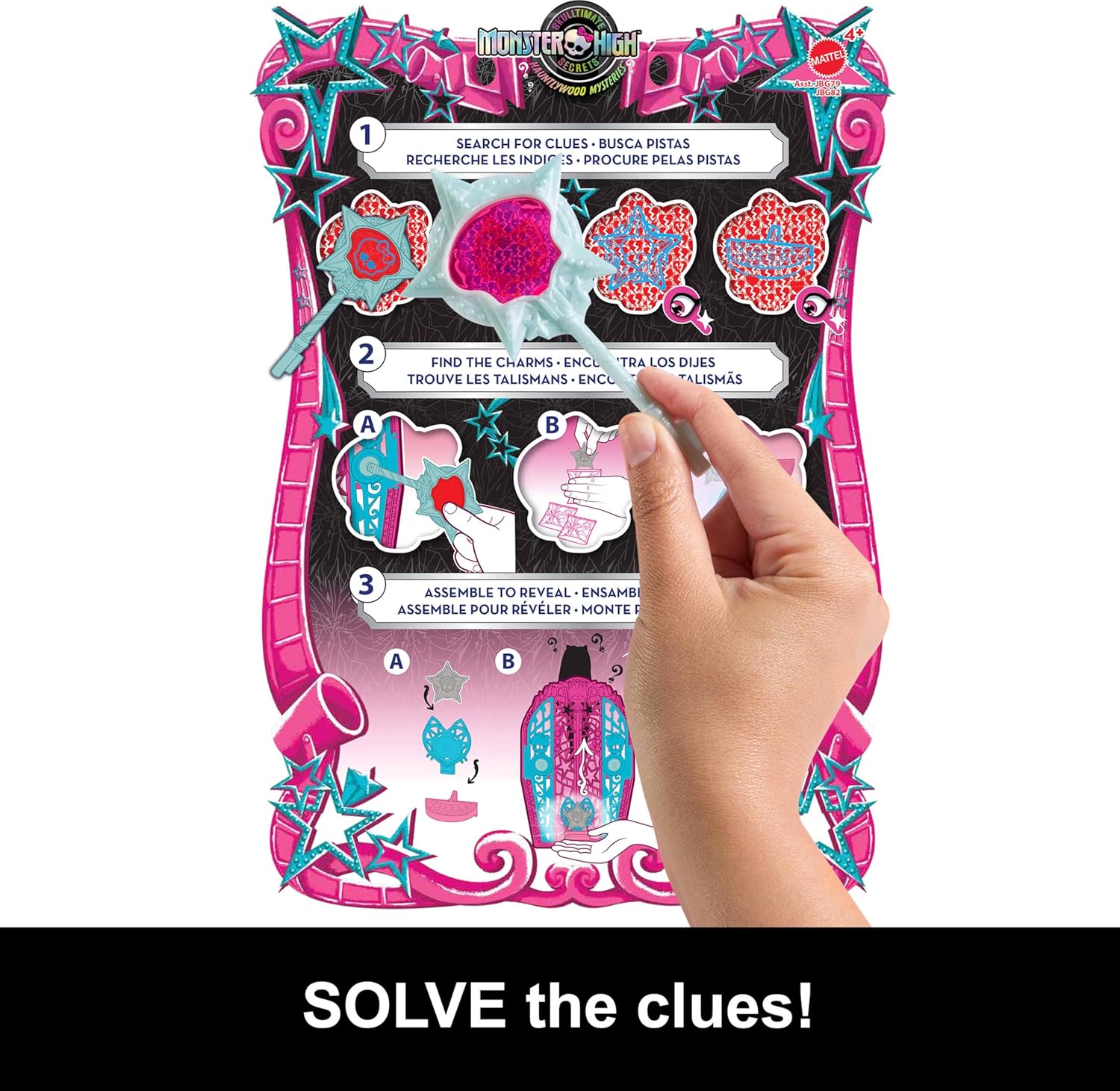 Monster High Skulltimate-Secrets-Set aus Puppe und Accessoires, Hauntlywood Mysteries Catty Noir mit zauberhaftem Kleiderschrank und über 19 modischen Überraschungen wie Puppenkleidung, JBG82