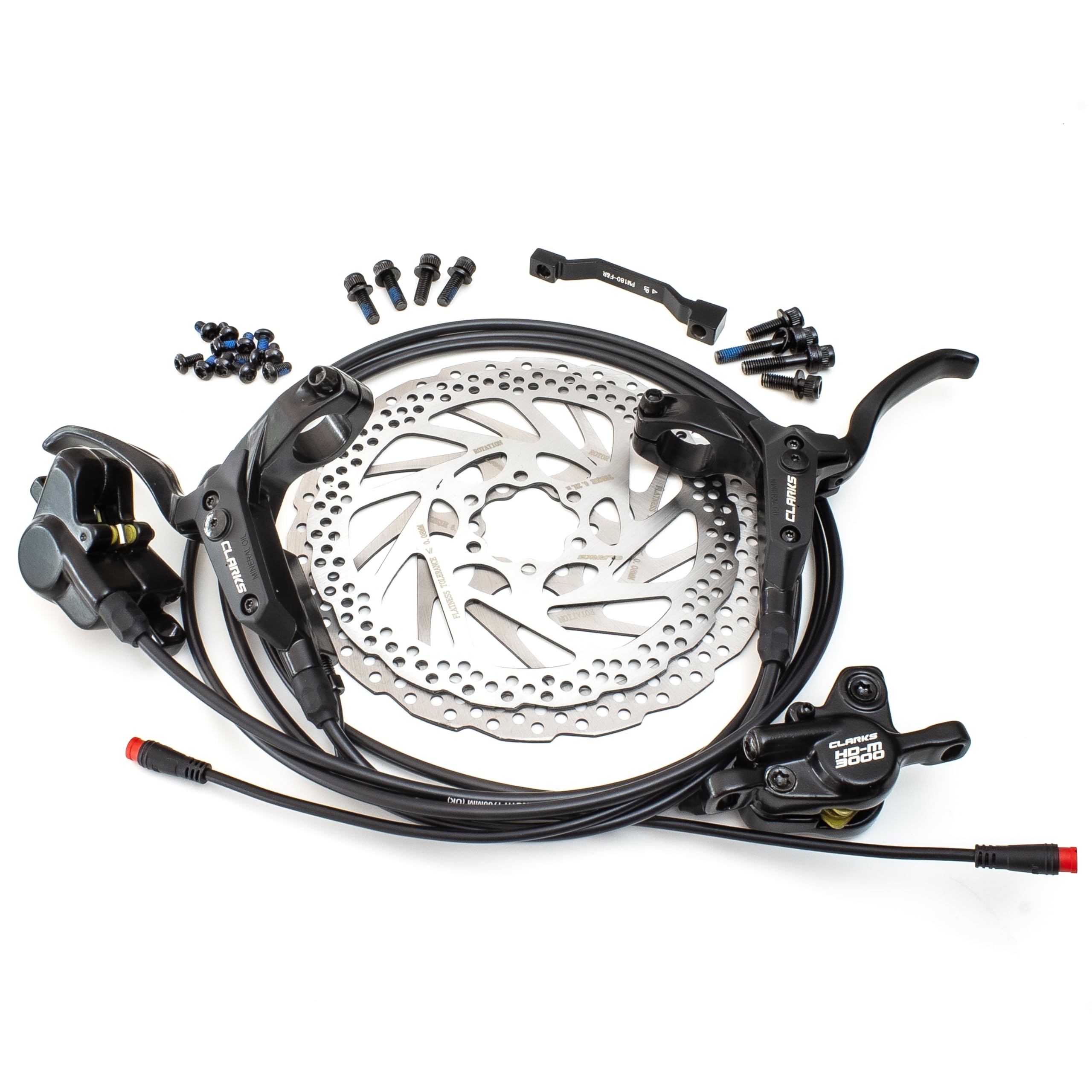 Clarks Cycle Systems HD-M3000 E-Bike Hydraulische Scheibenbremsen Set inkl. Rotoren, Oliven, is-Halterungen, 180/160mm