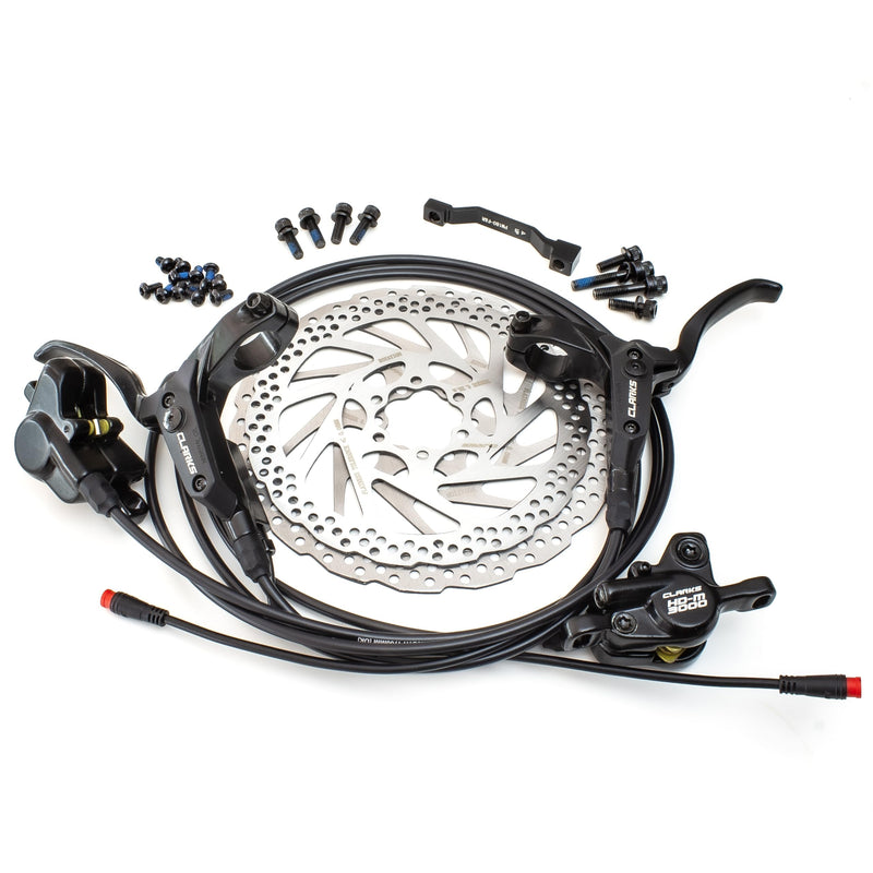 Clarks Cycle Systems HD-M3000 E-Bike Hydraulische Scheibenbremsen Set inkl. Rotoren, Oliven, is-Halterungen, 180/160mm