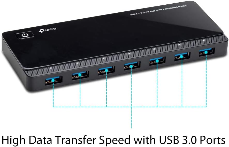 TP-Link UH720 USB Hub, 7-Port Docking Station with Extra 2x 2.4A Ultra Fast Charging Ports, 10x Data Transfer Speed up to 5Gbps, 1m USB3.0 Cable, Compatible with Windows, Mac OS X and Linux systems