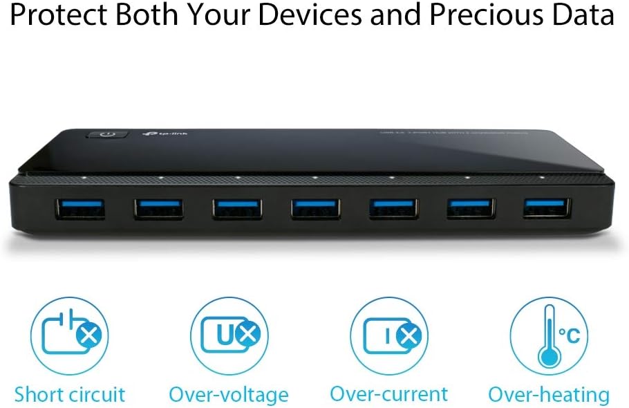 TP-Link UH720 USB Hub, 7-Port Docking Station with Extra 2x 2.4A Ultra Fast Charging Ports, 10x Data Transfer Speed up to 5Gbps, 1m USB3.0 Cable, Compatible with Windows, Mac OS X and Linux systems
