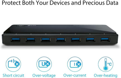TP-Link UH720 USB Hub, 7-Port Docking Station with Extra 2x 2.4A Ultra Fast Charging Ports, 10x Data Transfer Speed up to 5Gbps, 1m USB3.0 Cable, Compatible with Windows, Mac OS X and Linux systems