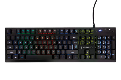 SureFire Kingpin X2 Gaming Keyboard US English, Gaming Multimedia Keyboard with Lighting, RGB Keyboard with Aluminium Faceplate, 25 Anti-Ghosting Keys, American Layout QWERTY