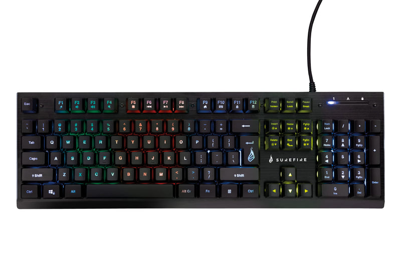 SureFire Kingpin X2 Gaming Keyboard US English, Gaming Multimedia Keyboard with Lighting, RGB Keyboard with Aluminium Faceplate, 25 Anti-Ghosting Keys, American Layout QWERTY