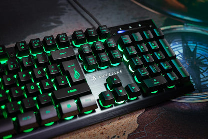 SureFire Kingpin X2 Gaming Keyboard US English, Gaming Multimedia Keyboard with Lighting, RGB Keyboard with Aluminium Faceplate, 25 Anti-Ghosting Keys, American Layout QWERTY