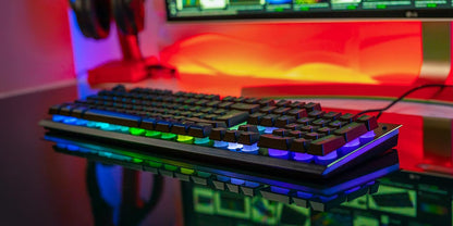 SureFire Kingpin X2 Gaming Keyboard US English, Gaming Multimedia Keyboard with Lighting, RGB Keyboard with Aluminium Faceplate, 25 Anti-Ghosting Keys, American Layout QWERTY